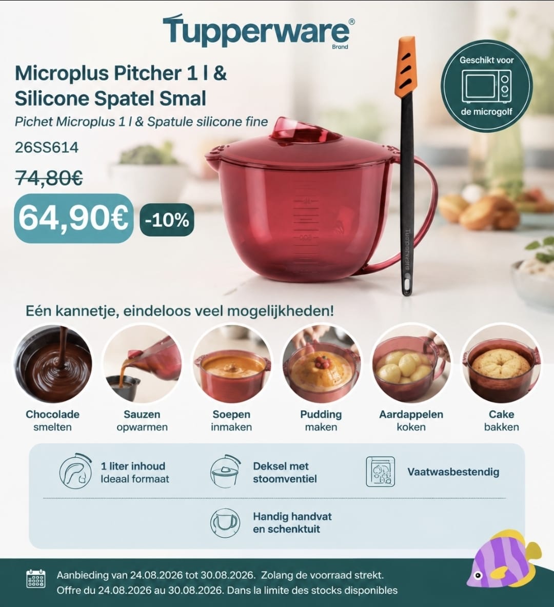 weekpromo micro plus schenkkan 1l en smalle spatel smal 26ss614