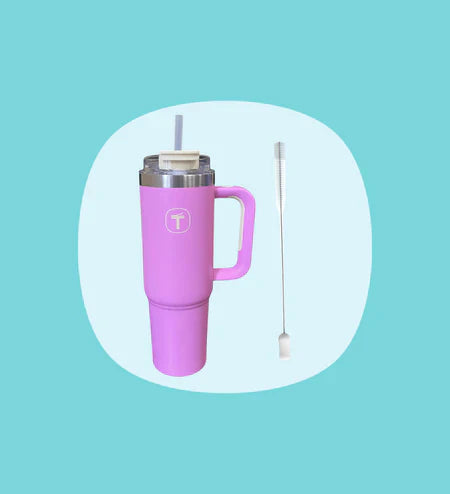 big t tumbler roze 1,1 l met gratis reinigingsborsteltje
